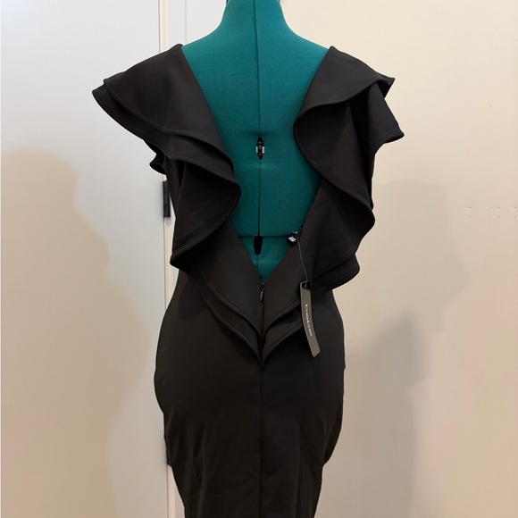 Bebe Ruffled Back V Dress / Ruffle on Ruffle Open Back - Picture 10 of 10